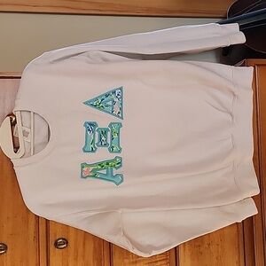 Alpha Xi Delta sweatshirt with lilly pulitzer letters size S